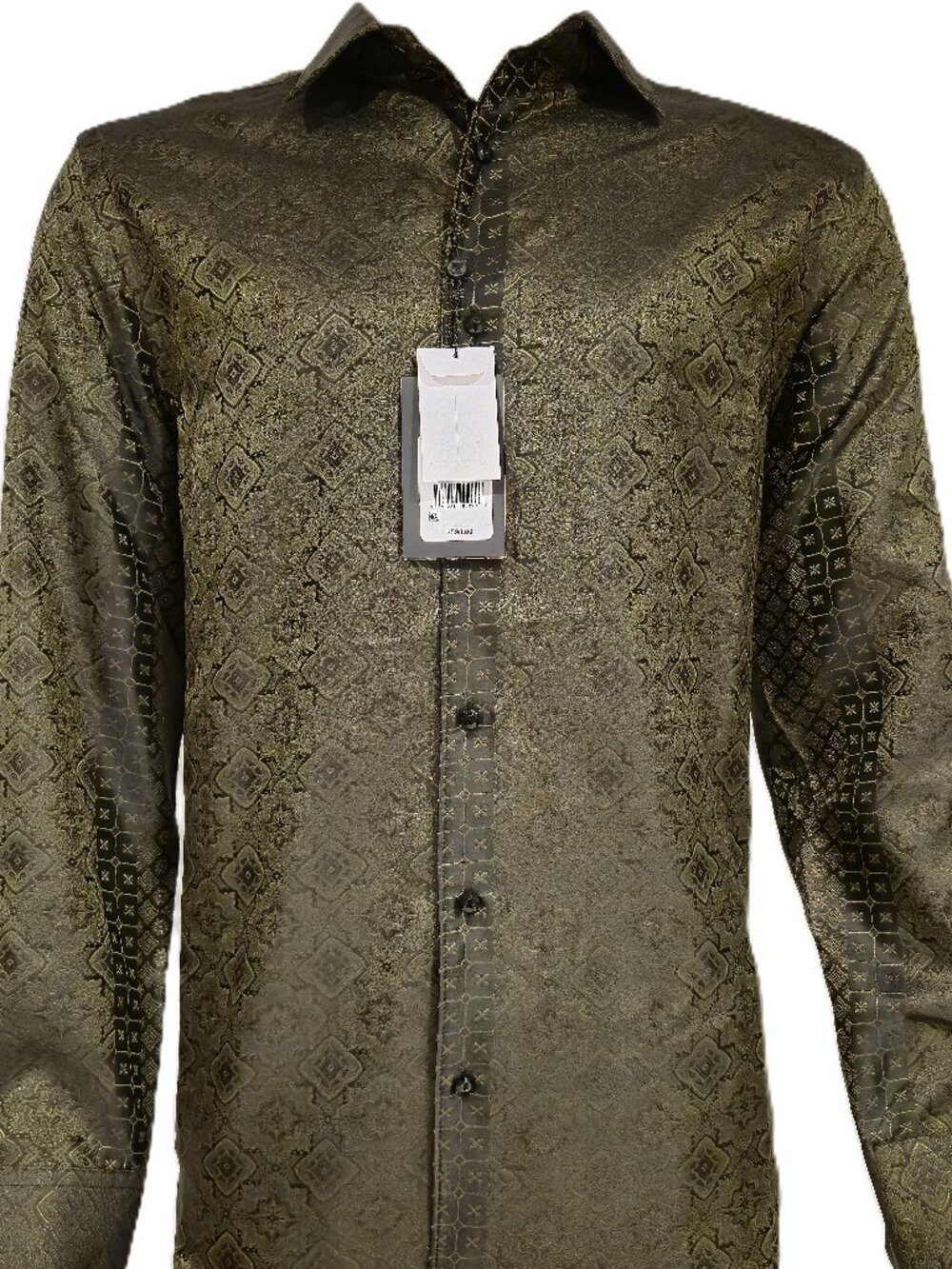 NWT $598 ROBERT GRAHAM NOBLE TOUCH LIMITED EDITION OLIVE JACQUARD SILK SHIRT